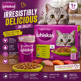 Whiskas 1+ Mixed Menu Adult Wet Cat Food Pouches in Jelly 12 x 85g
