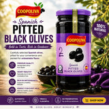 Coopoliva Spanish Black Olives Pitted 450g
