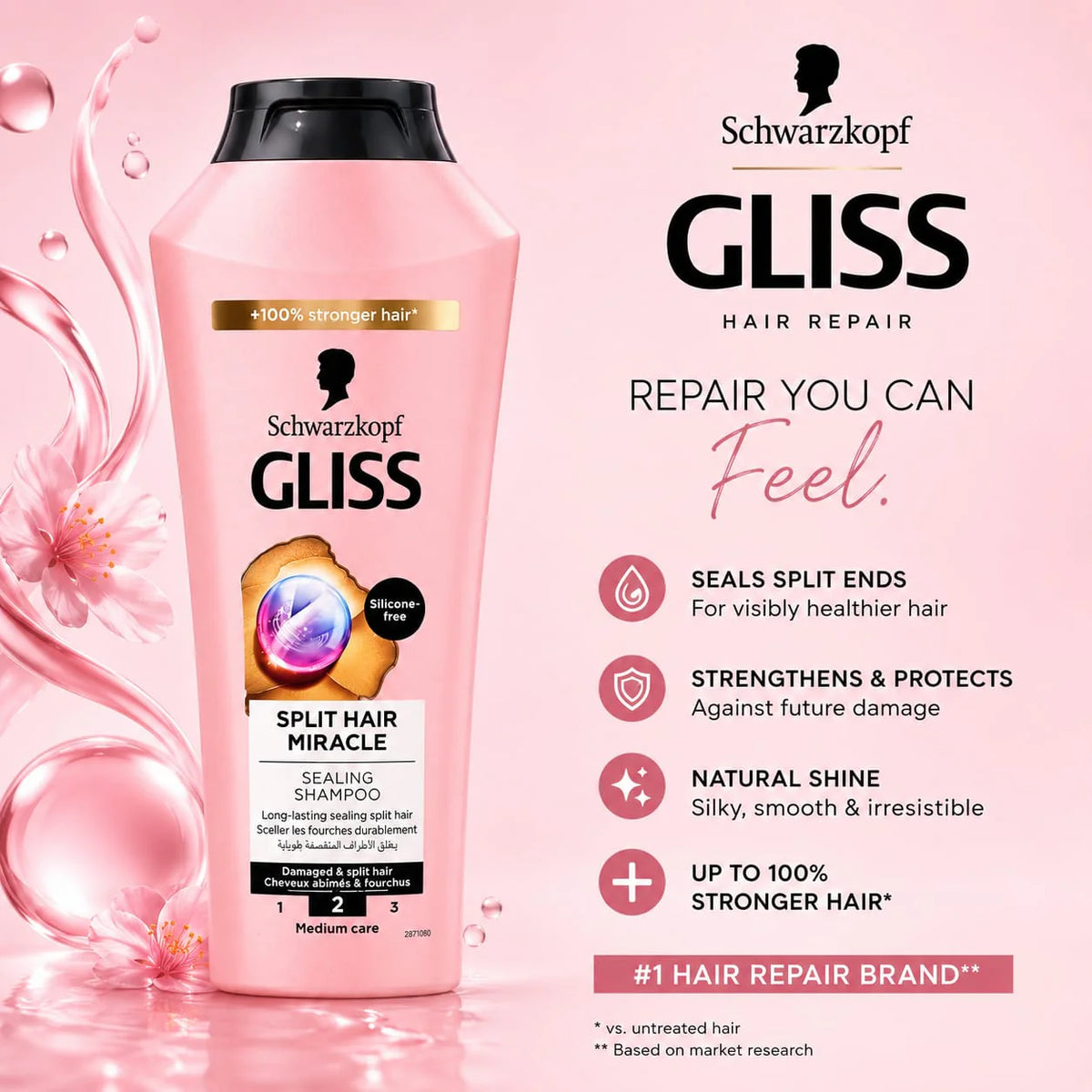 Schwarzkopf Gliss Hair Repair Split Hair Miracle Shampoo (400ml)
