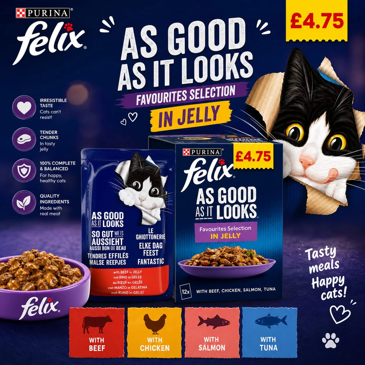 Felix Pouch Favourites Selection in Jelly (12 x 85g)