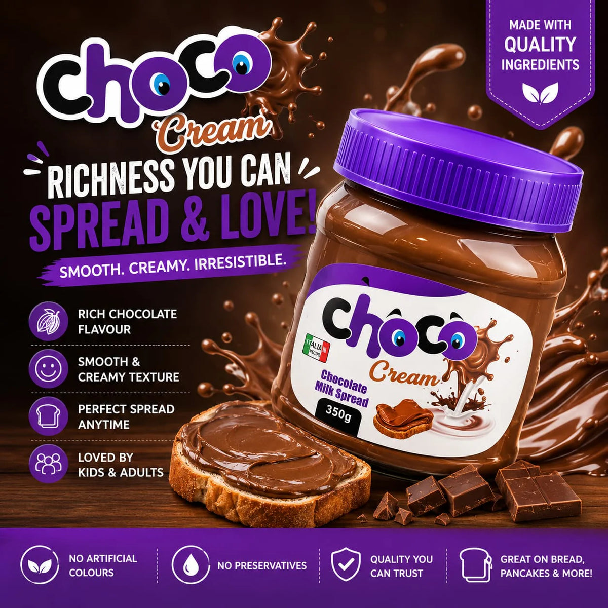Milkyz Food Choco Cream Chocolate Milk Spread (350g)