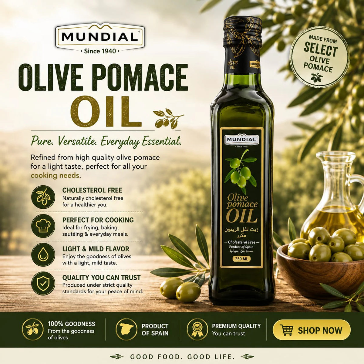 Mundial Olive Pomace Oil (250ml Bottle)