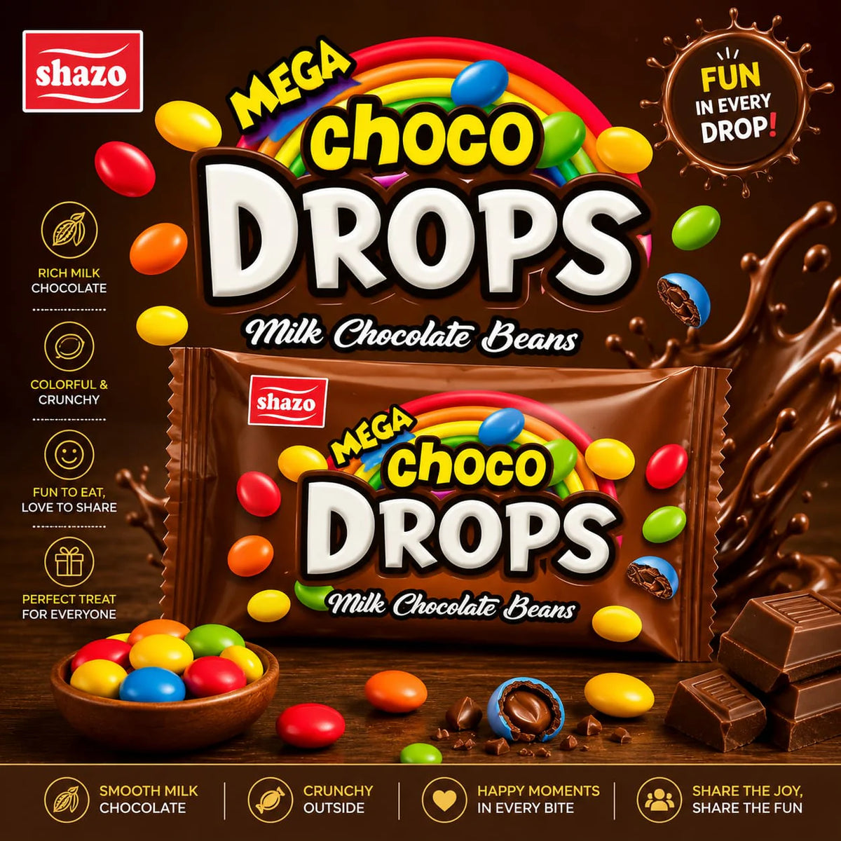 Shazo Mega Choco Milk Chocolate Beans (45g)
