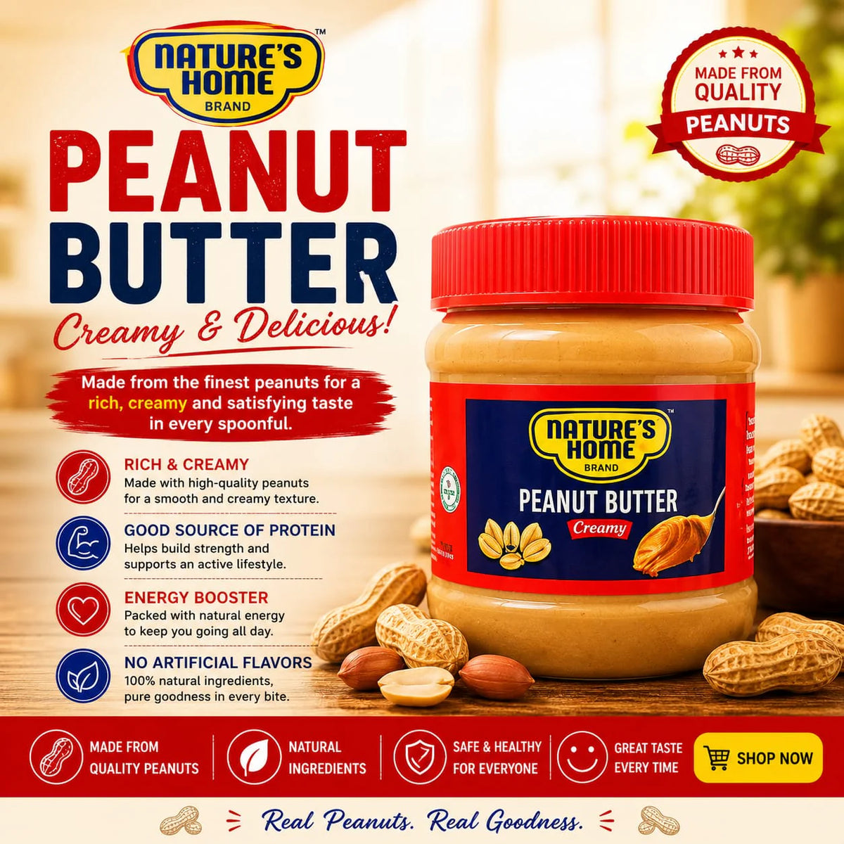 Nature's Home Peanut Butter Creamy 340g