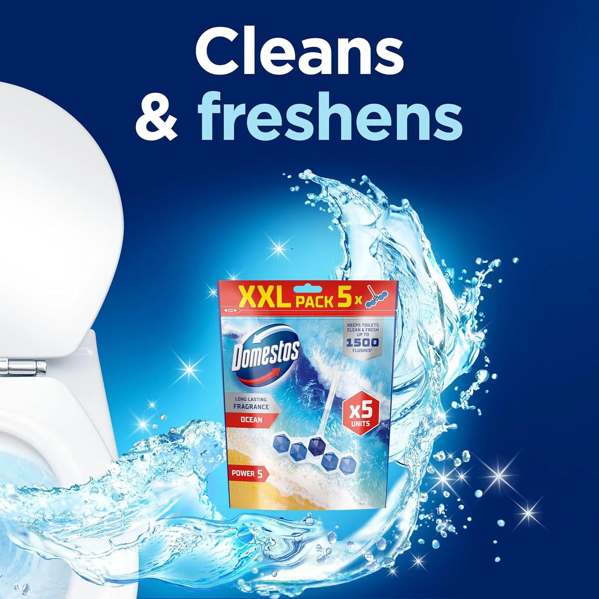 Domestos Power 5 Ocean Toilet Rim Blocks (5 x 50g Multipack)
