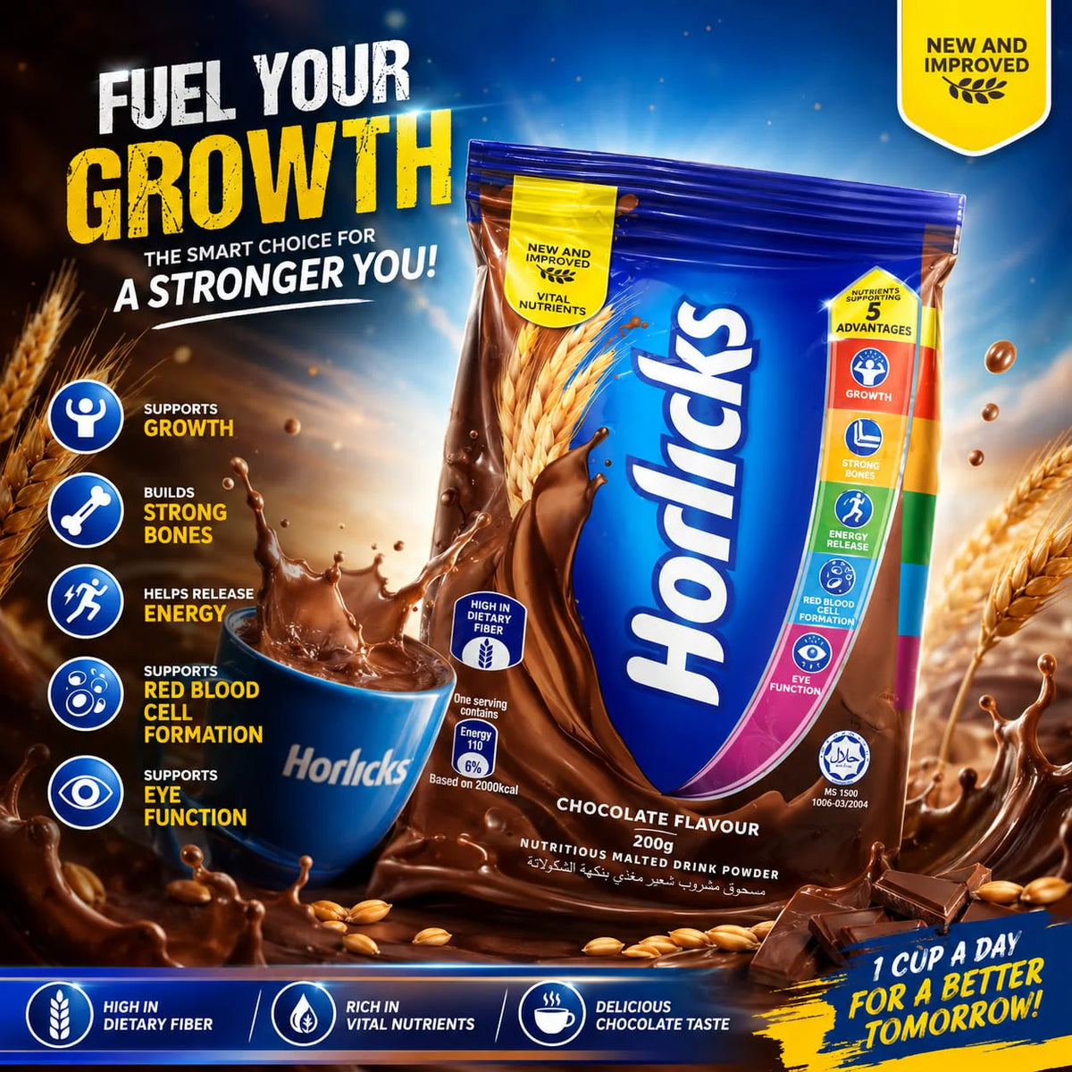 Horlicks Chocolate Flavour Pouch (200g)