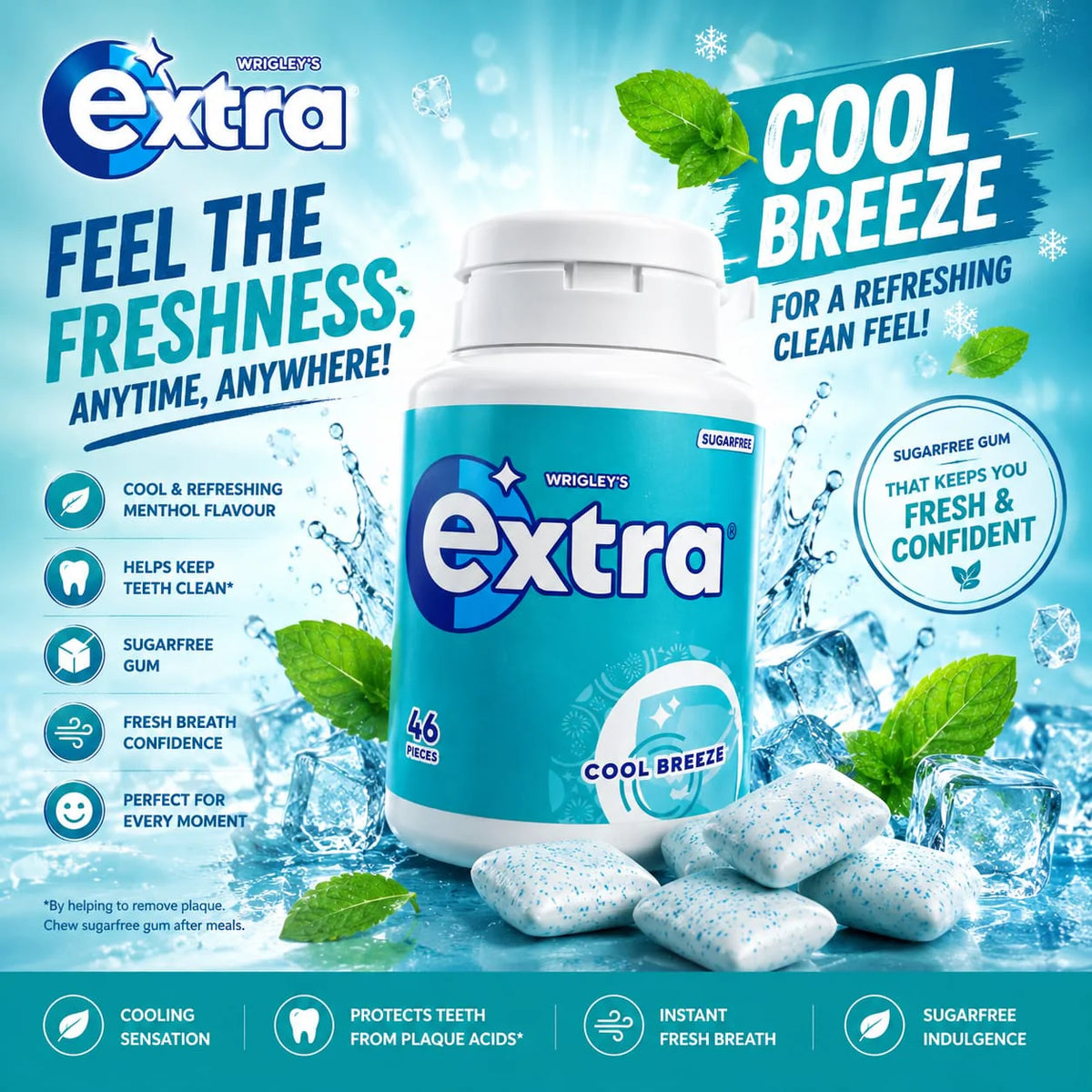 Wrigley's Extra Cool Breeze Sugar-Free Gum (46 Pieces)