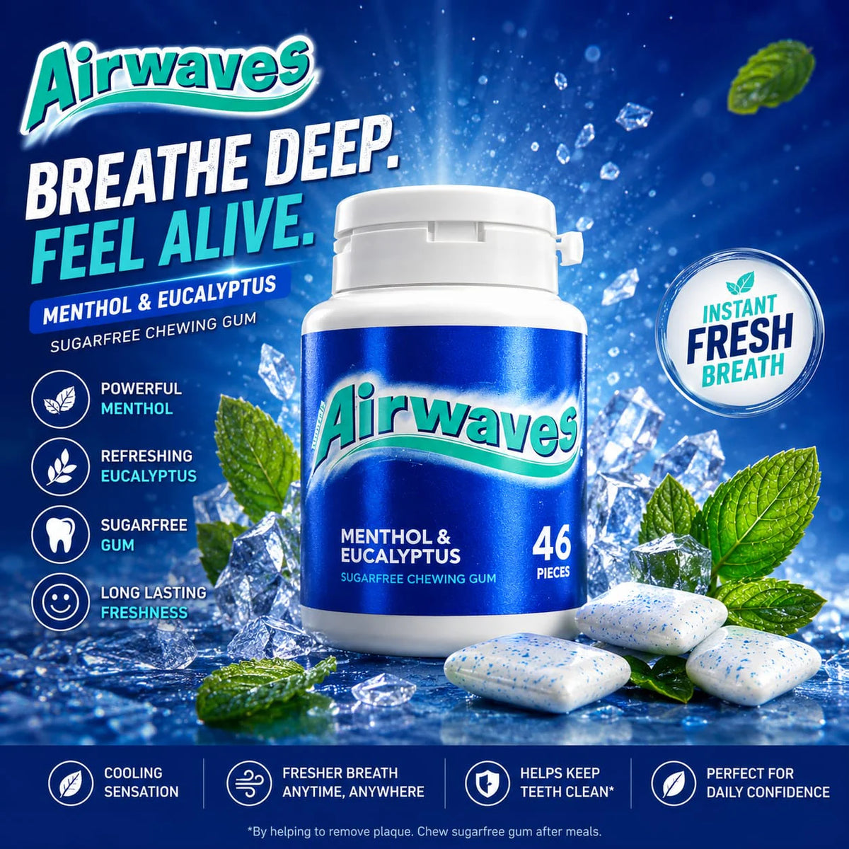 Airwaves Menthol & Eucalyptus Sugar-Free Gum (46 Pieces)