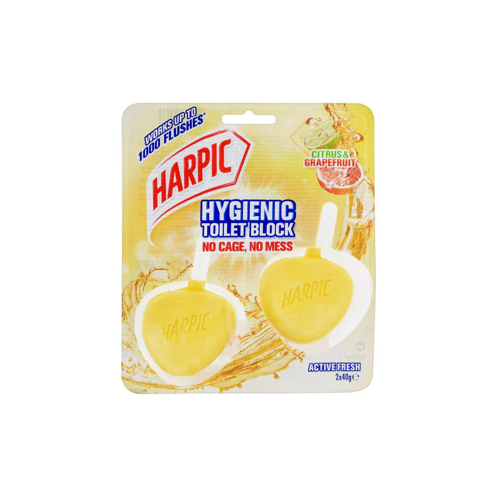Harpic Active Fresh Citrus & Grapefruit Toilet Blocks (2 x 40g Duo Pack)