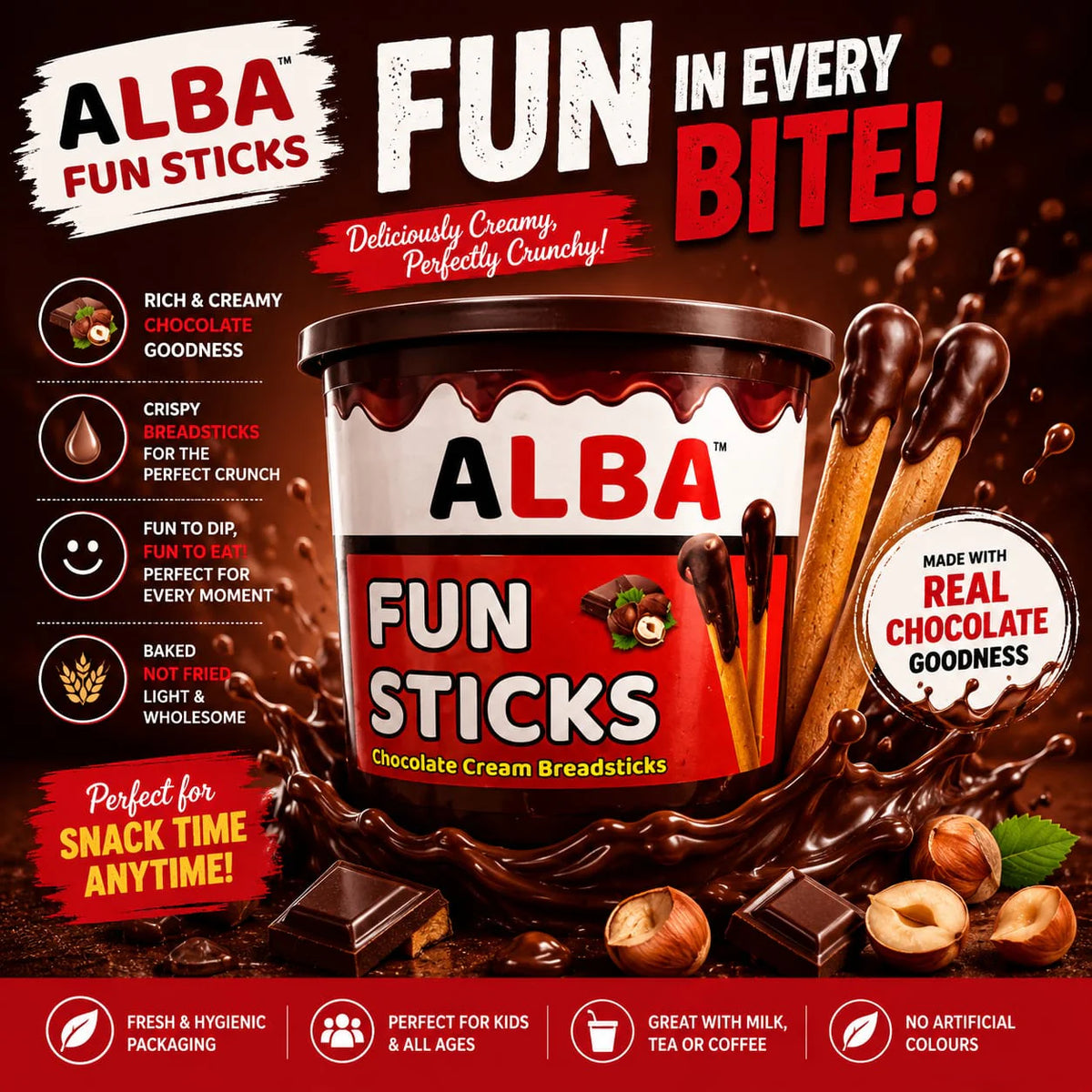 Alba Joy Sticks Choco Cream with Fun Sticks (40g)