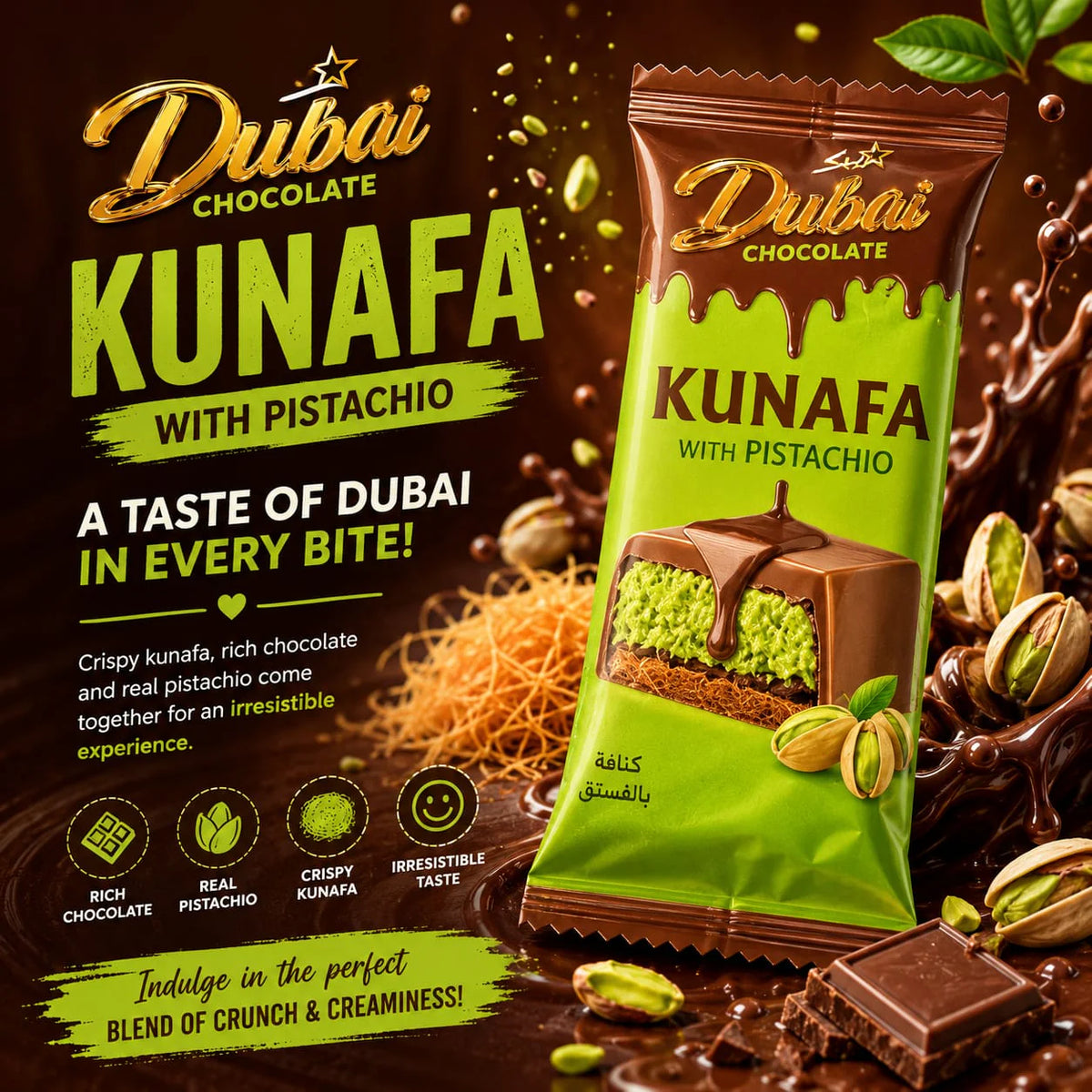 Dubai Kunafa with Pistachio Chocolate