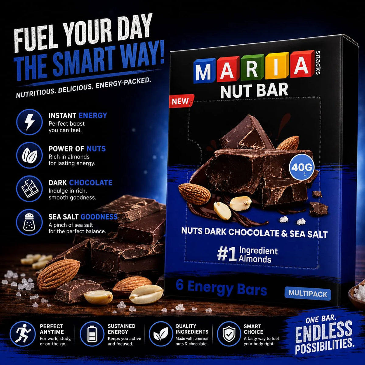 Maria Nut Bar Dark Chocolate & Sea Salt