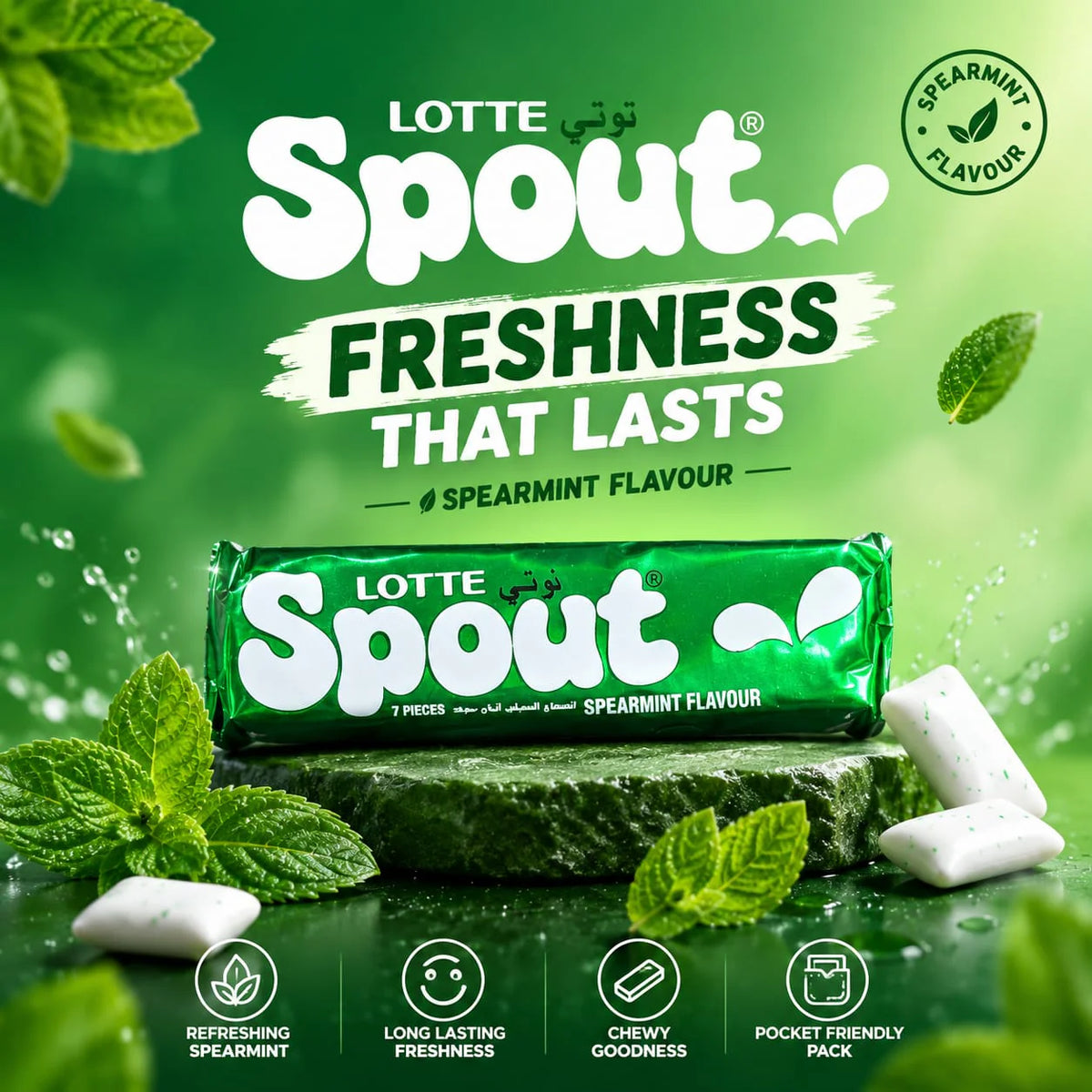 Spout Spearmint Gum 23g