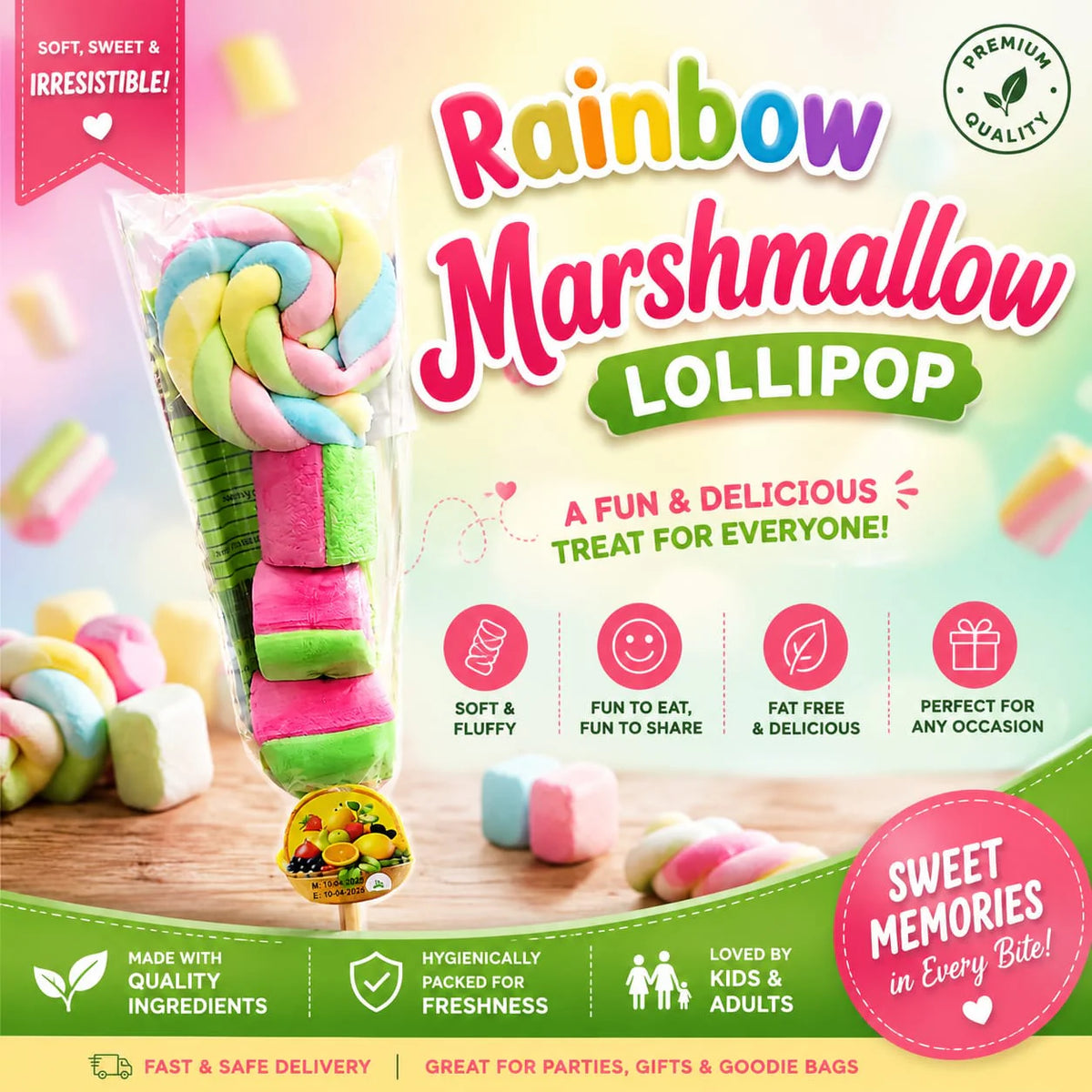 RAINBOW Marshmallow Lollipop