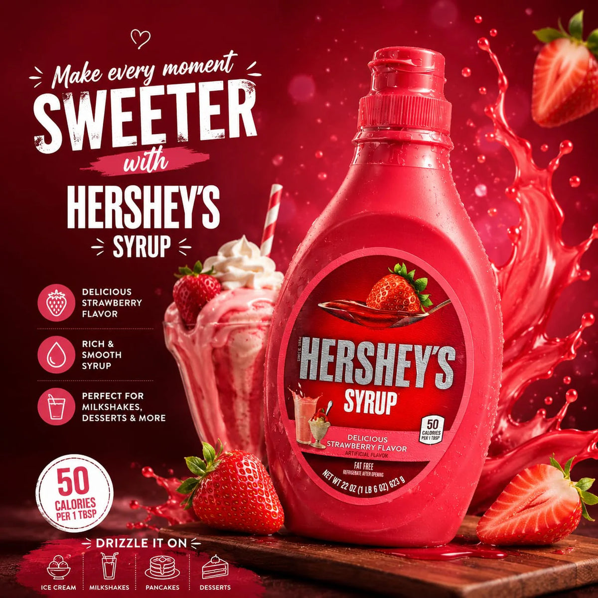 Hershey's Strawberry Flavored Syrup (623g)