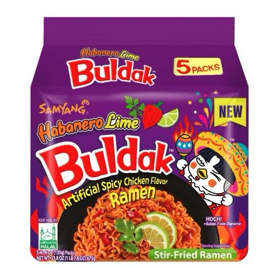 Samyang Buldak Habanero Lime Hot Chicken Noodles – Purple 135g (Pack of 5)