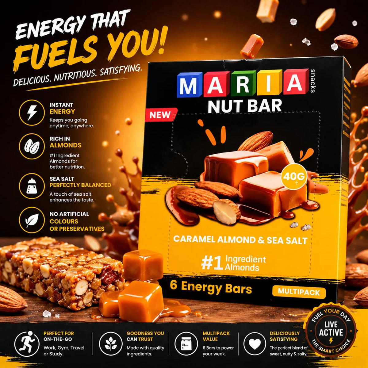 Maria Nut Bar Caramel, Almond & Sea Salt