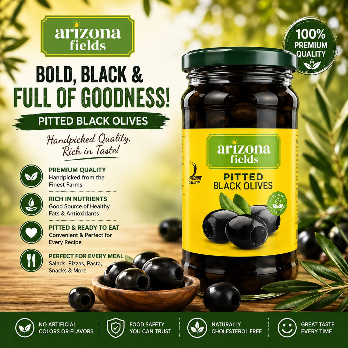 Arizona Feilds Pitted Black Olives 370g