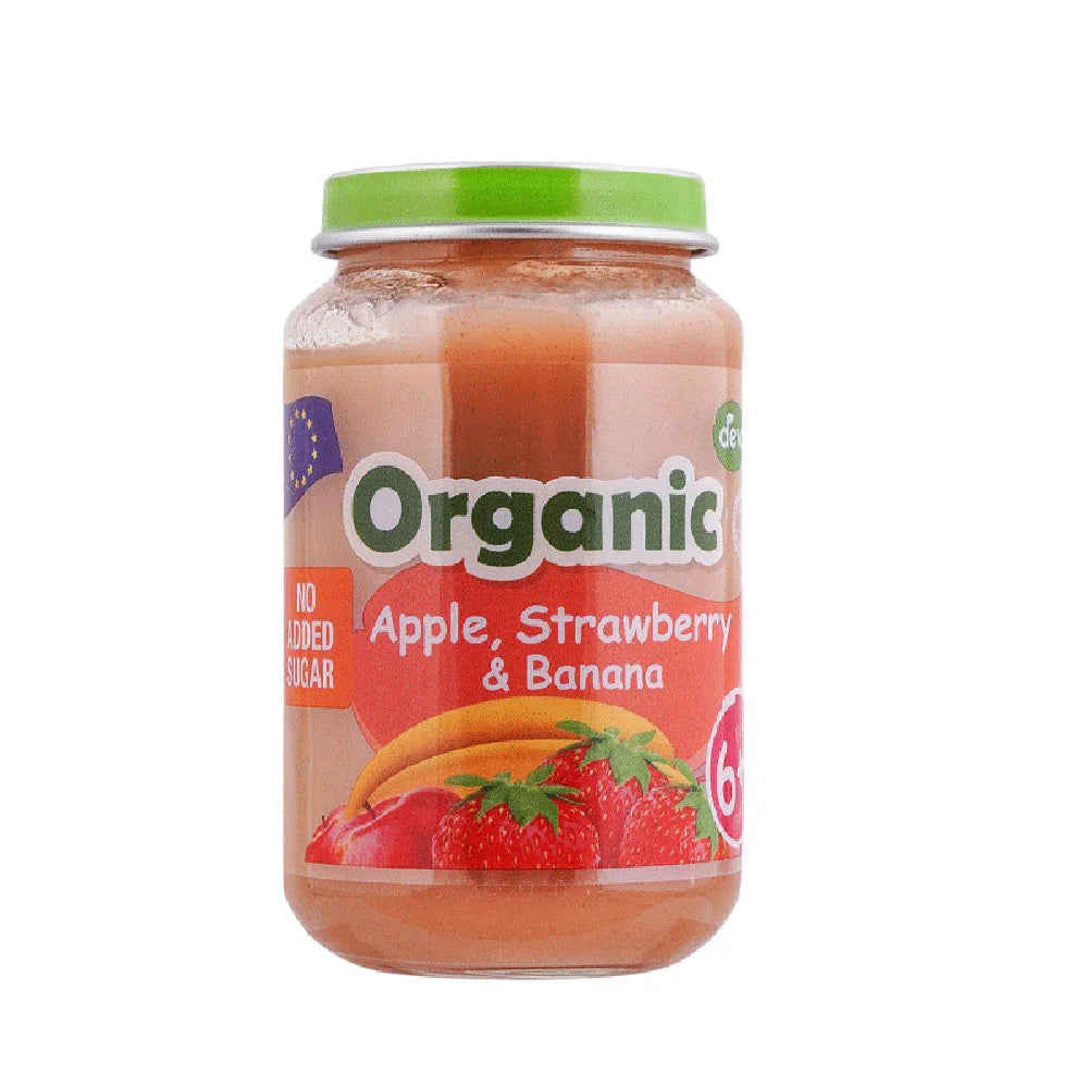 DEVA BABY FOOD APPLE STRAWBERRY & BANANA 6+ MONTH ORGANIC 190G